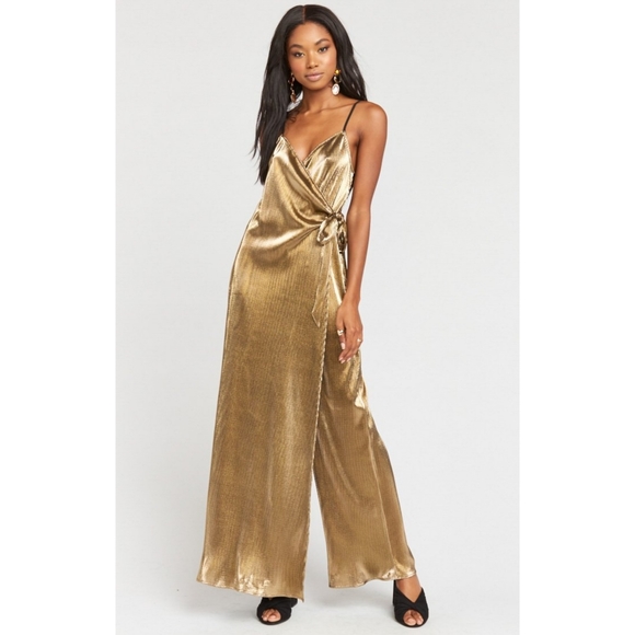 Show Me Your MuMu Pants - Show Me Your Mumu Gold Jane Pleated Jumpsuit